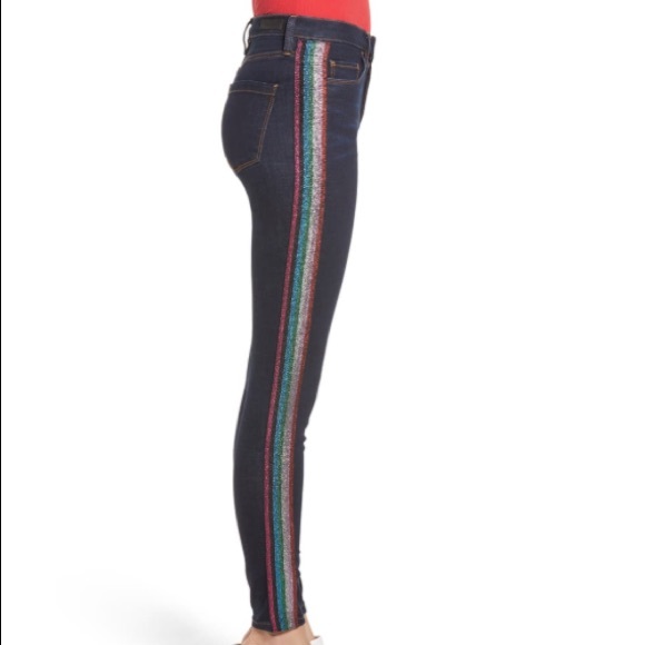 Blank NYC Mid-Rise Skinny Jeans Rainbow Glitter Stripe - Picture 8 of 8